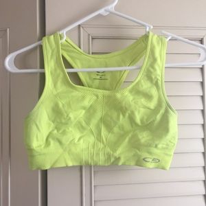 Neon yellow sports bra